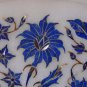Indian White Makrana Serving Tray Plate Lapis Lazuli Inlay Mosaic Home Deco Gift