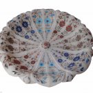White Marble Fruit Bowl Real Stone Inlay Pietradure Mosaic Home Kitchen Decor