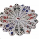 White Marble Fruit Bowl Real Multi Stone Inlay Work Pietradure Arts Home Decor