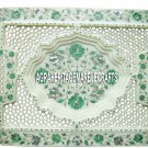 16"x10'' White Marble Tray Plate Lattice Art Inlay Malachite Floral Mosaic Decor