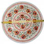 16'' White Marble Dish Round Plate Inlay Hakik Malachite Floral Art Kitchen Gift