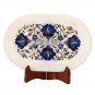 9''x6'' White Marble Serving Tray Plate Inlay Lapis Floral Decor Mosaic Art Gift