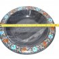 Black Marble Fruit Bowl Real Stone Marquetry Inlay Floral Art Kitichen Deco Gift