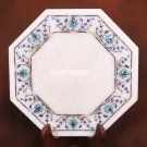 12'' Marble White Tiles/Plate Rare Turquoise Stone Inlay Living Art Mosaic Decor 12'' Marble White Tiles/Plate Rare Turquoise Stone Inlay Living Art Mosaic Decor