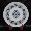 12" White Marble Dish Plate Decorative Lapis Lazuli Pietra Dura Handmade Gifts
