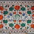 12''x18'' Rectangle White Marble Tray Plate Malachite Hakik Inlay Marquetry Arts