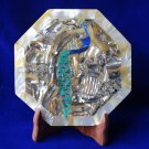 7" Marble Plate Peacock Art Paua Shell Mother of Pearl Marquetry Decor Gifts