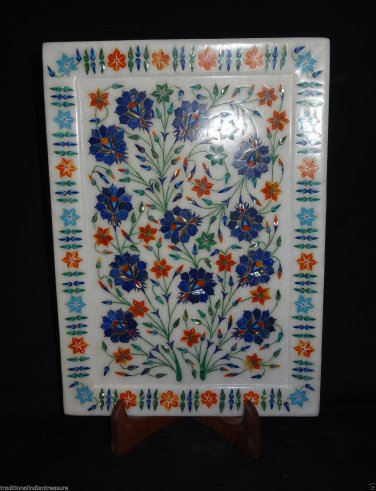 Marble Serving Tray Plate Lapis Lazuli Handmade Inlay New Yer 2018 Gifts Decor