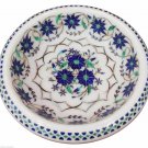 7" White Marble Dry Fruit Bowl Lapis Lazuli Inlay Marquetry Kitchen Table Decor