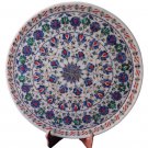 15" Decorative Marble Plate Handmade Pietra Dura Lapis Lazuli Home Decor Gifts