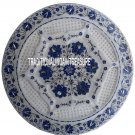 13" White Marble Plate Real Lapis Pietradura Inlay Grill Work Art Kitchen Decor