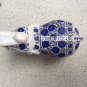 7'' White Marble Elephant Trunk Up Rare Lapis Floral Inlay Marquetry Decorative