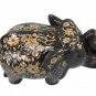 7" Black Marble Elephant Statue Real Abalone Stones Inlay Pietradure Decor Gift