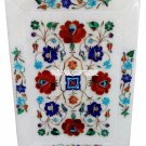 14"x10" White Marble Serving Plate Floral Work Inlay Mosaic Kitchen Slab Gifts 14"x10" White Marble Serving Plate Floral Work Inlay Mosaic Kitchen Slab Gifts