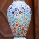 Antique White Marble Flower Pot Jar Semi Mosaic Pietradure Inlay Table Deco Gift Antique White Marble Flower Pot Jar Semi Mosaic Pietradure Inlay Table Deco Gift