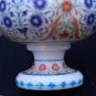 Antique White Marble Flower Jar Rare Semi Mosaic Inlay Marquetry Collectible Art