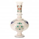 12"x6'' Marble White Flower Vase Mosaic Work Lattice Art Inlay Living Home Decor