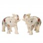 15''X8''X12'' White Marble Elephant Statue Marquetry Floral Inlay Decorative Art