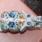 10'' Rare Sculpture White Marble Elephant Pietradure Work Inlaid Marquetry Decor