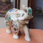 10'' Rare Sculpture White Marble Elephant Pietradure Work Inlaid Marquetry Decor