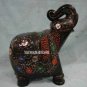 9.5" Black Marble Elephant Sculpture Semi Precious Inlay Pietradure Decor Gifts