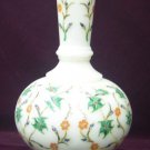 8" White Marble Flower Vase Pot Semi Precious Gemstone Marquetry Inlaid Decor