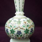 10" White Marble Flower Vase Pot Malachite Inlay Mosaic Style Table Decor Gifts