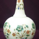 11" White Marble Flower Vase Malachite Inlay Stone Mosaic Arts Home Decor Gifts