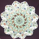 18" White Marble Plate Elephant Real Stones Inlaid Peacock Fine Occasion Gift