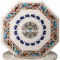 22'' Marble Top Side Table With Stand Elephant Arts Inlay Garden Outdoor Mosaic