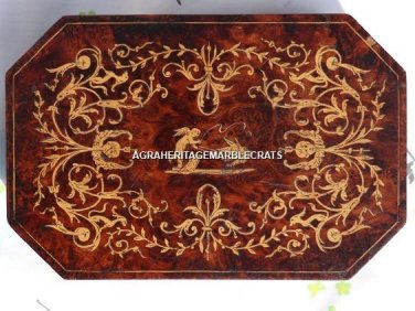 4'x3' Excellent Marble Designer Table Unique Inlaid Arts Living Room Decor H5277