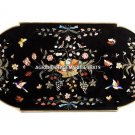 6'x3' Black Outdoor Marble Table Fruits Bird Art Inlay Mosaic Decor Patio H5285C