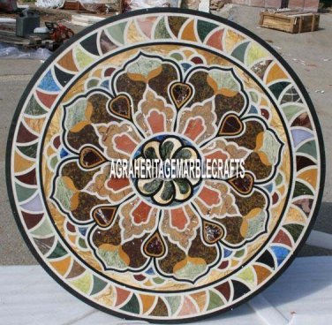 42" Attractive Marble Dining Top Table Mosaic Traditional Inlay Decor Art H4043