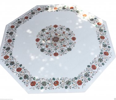 Size 48"x48" Marble Dining Coffee Table Top Mosaic Inlay Pietradura Home Decor