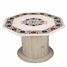 32'' White Marble Top Coffee Table With Stand Marquetry Gemstone Inlay Work Arts 32'' White Marble Top Coffee Table With Stand Marquetry Gemstone Inlay Work Arts