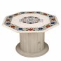 32'' White Marble Top Coffee Table With Stand Marquetry Gemstone Inlay Work Arts