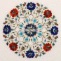 32'' White Marble Top Coffee Table With Stand Marquetry Gemstone Inlay Work Arts