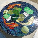 48" Black Marble Top Dining Table Fish Mosaic Art Lapis Inlay Garden Decor H4028 48" Black Marble Top Dining Table Fish Mosaic Art Lapis Inlay Garden Decor H4028