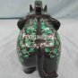 6" Black Marble Elephant Statue Malachite Inlay Pietradure Floral Art Home Gifts