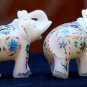 4 Pcs Antique Marble Elephant Trunk Up Semi Mosaic Inlay Arts Home Decor Gifts