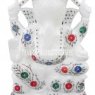 12" Marble White Lord Ganesha Sculpture Marquetry Stone Inlay Decor Best Gifts