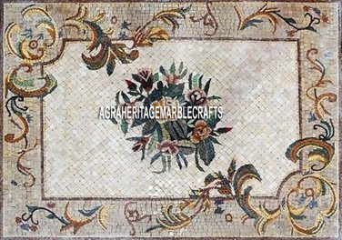 4'x2' White Marble Top Dining Table Rare Mosaic Stone Inlay Art Decor Furniture