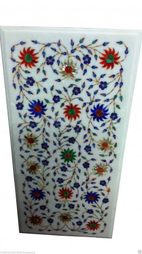Size 30"x48" Marble Dining Table Top Marquetry Arts Floral Inlay Work Home Decor