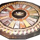 24" Black Marble Coffee Center Table Top Handmade Mosaic Inlaid Patio Decor Gift