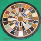 24"Black Marble Mosaic Round inlaid Fine Dining Coffee Table Top Marquetry Decor