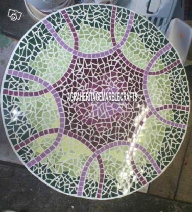 30" White Marble Center Coffee Table Malachite Inlay Design Outdoor Decor H4026