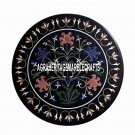 30'' Black Marble Round Table Top Marquetry Inlay Hallway Art Living Room Decor