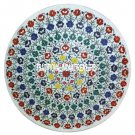 30" Marble Round Center Table Top Rare Stone Inlay Work Art Marquetry Home Decor