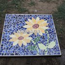 24" White Marble Side Coffee Table Lapis Mosaic Inlaid Floral Arts Decor H3960