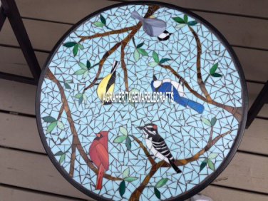 24" Coffee Marble Table Top Birds Cafeteria Arts Rare Inlay Kitchen Decor H3977